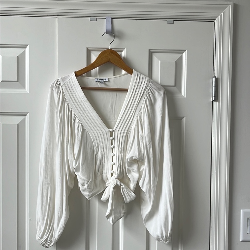 Oversize Sleeves : Fun White Blouse with Button Detail
